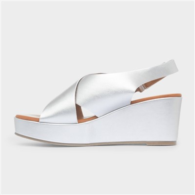 Lola Womens Silver Wedge Sandal