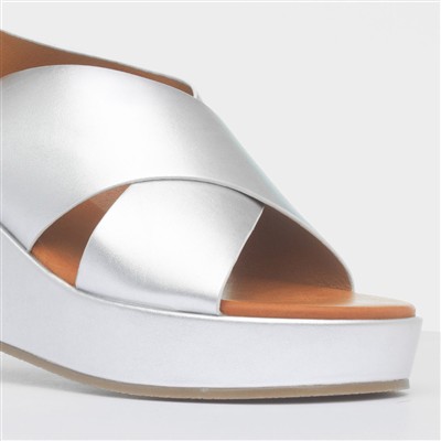 Lola Womens Silver Wedge Sandal