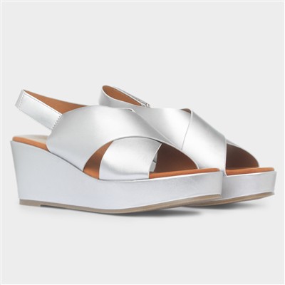 Lola Womens Silver Wedge Sandal