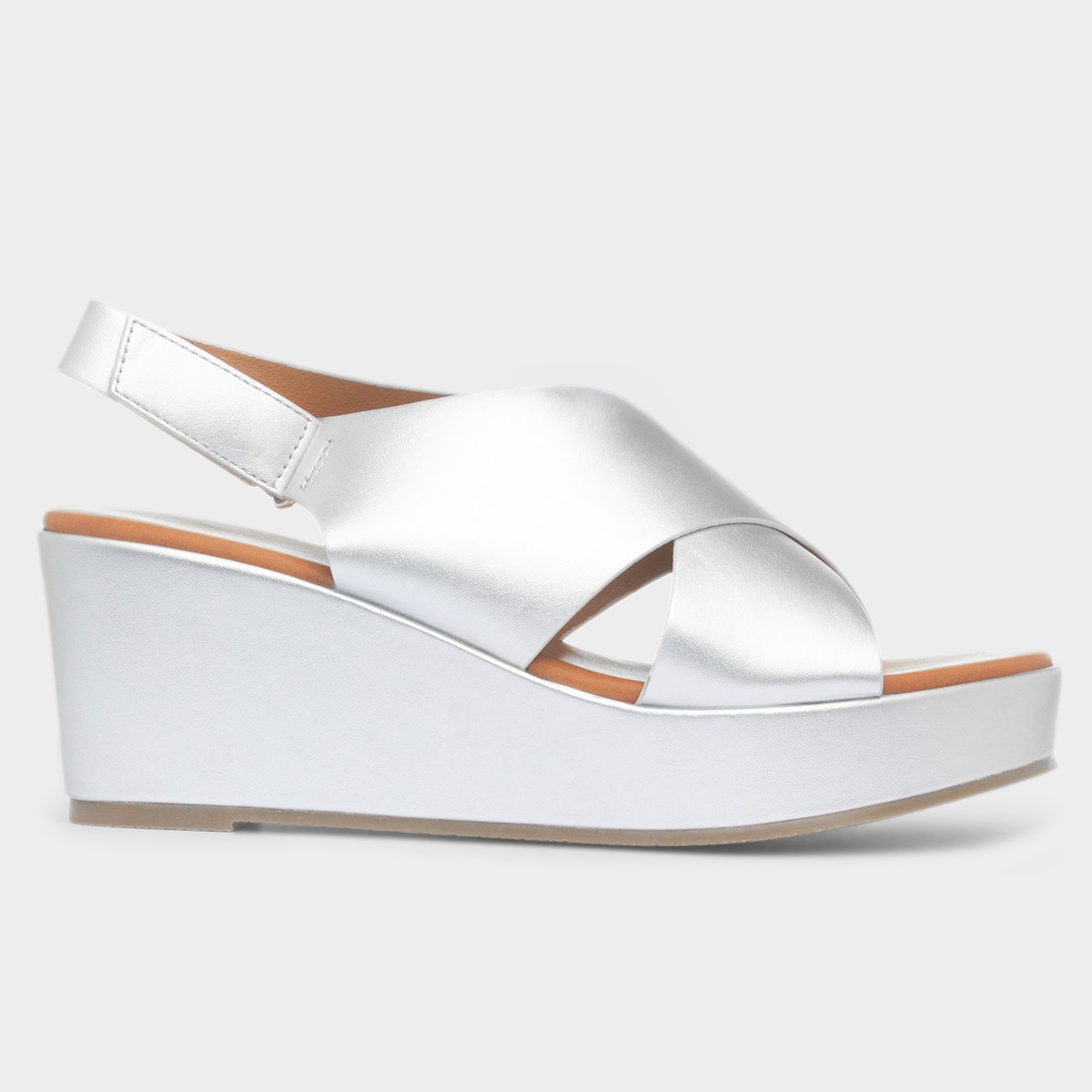 Lola Womens Silver Wedge Sandal