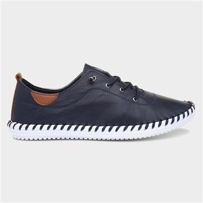 St Ives Womens Navy Leather Shoe