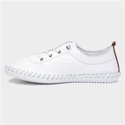 St Ives Womens White Leather Casual Shoes