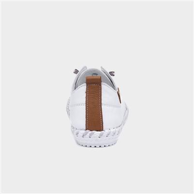 St Ives Womens White Leather Casual Shoes