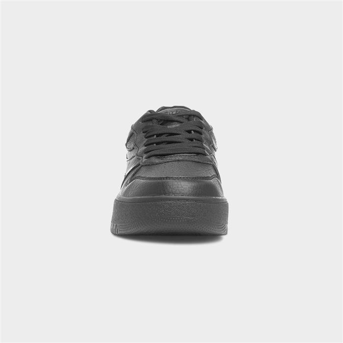 Donte Womens Black Lace Up Chunky Flat Shoe