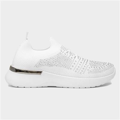 Antibes Womens White Diamante Casual Shoe