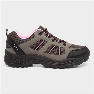 Womens Grey & Pink Lace Up Hiking Shoe