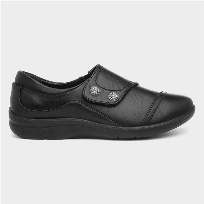Rebecca Womens Black Easy Fasten Shoe