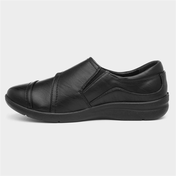 Rebecca Womens Black Easy Fasten Shoe
