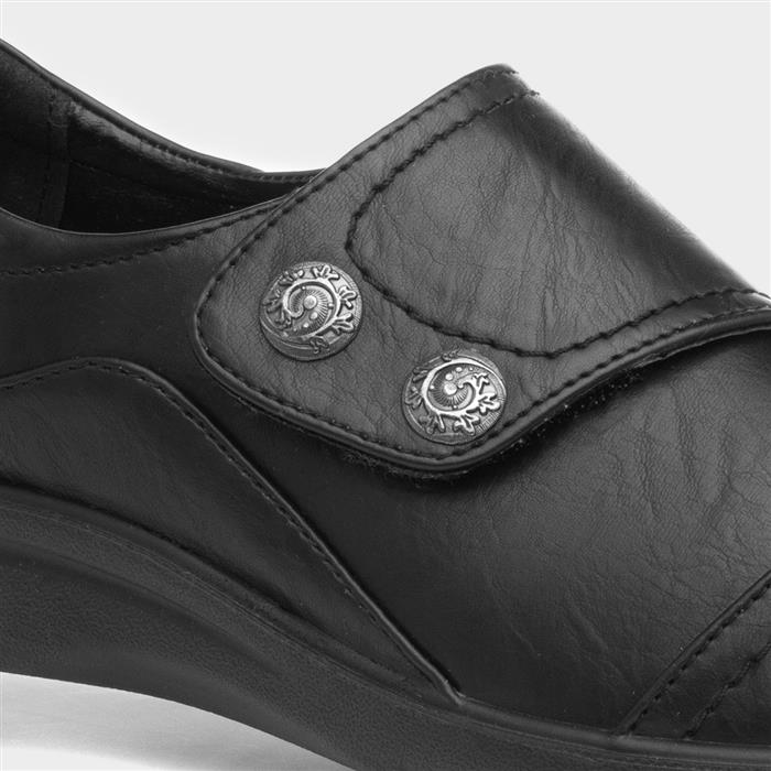 Rebecca Womens Black Easy Fasten Shoe