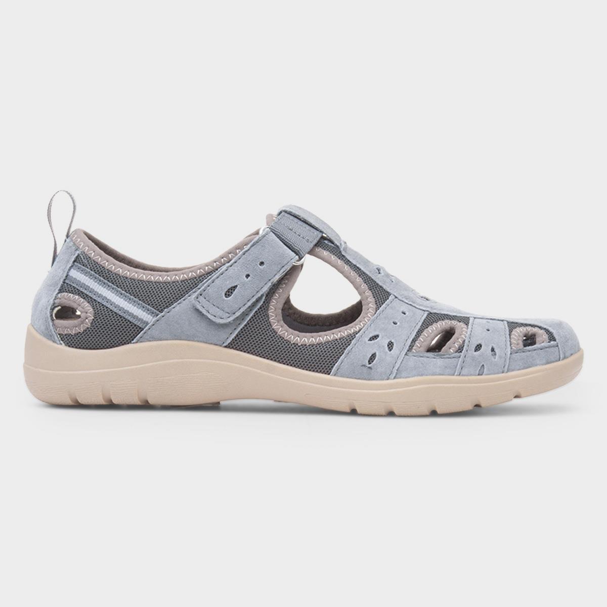Cleveland Womens Grey Easy Fasten Shoe