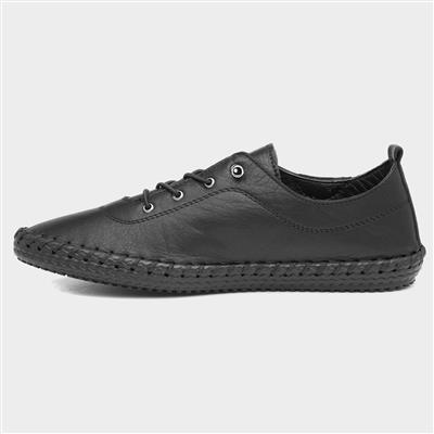 St Ives Womens Black Leather Casual Shoe