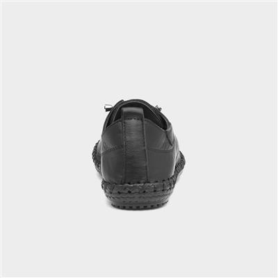St Ives Womens Black Leather Casual Shoe