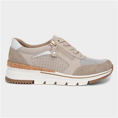 Sarah Womens Beige Lace Up Casual Shoe