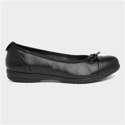 Womens Black Bow Wide Fit Ballerina Shoe