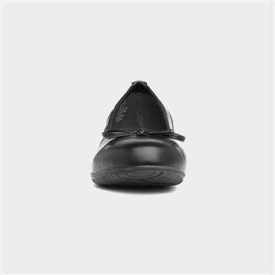 Womens Black Bow Wide Fit Ballerina Shoe