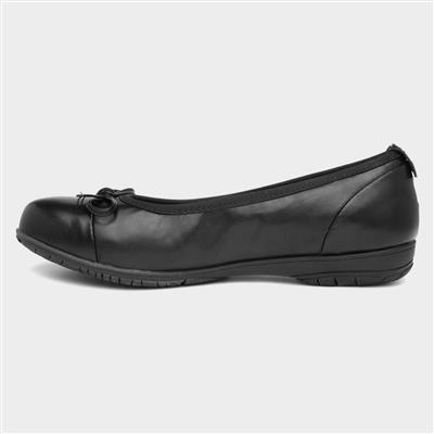 Womens Black Bow Wide Fit Ballerina Shoe