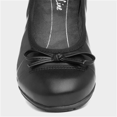 Womens Black Bow Wide Fit Ballerina Shoe