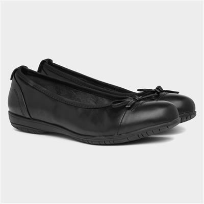 Womens Black Bow Wide Fit Ballerina Shoe