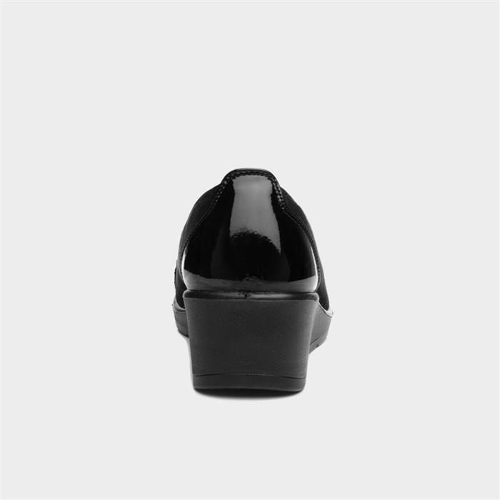 Womens Black Wedge Slip On Shoe