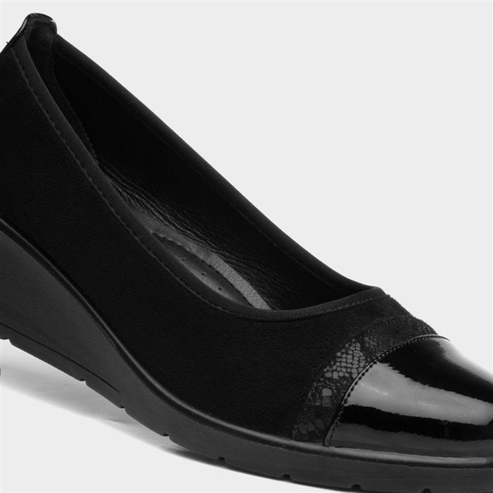 Womens Black Wedge Slip On Shoe