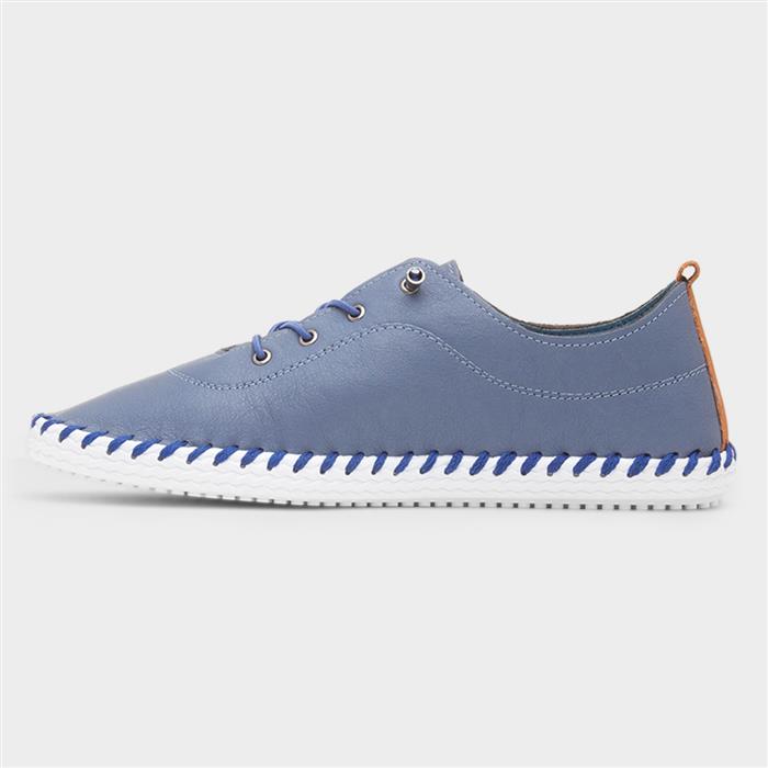 St Ives Womens Blue Leather Casual Shoe