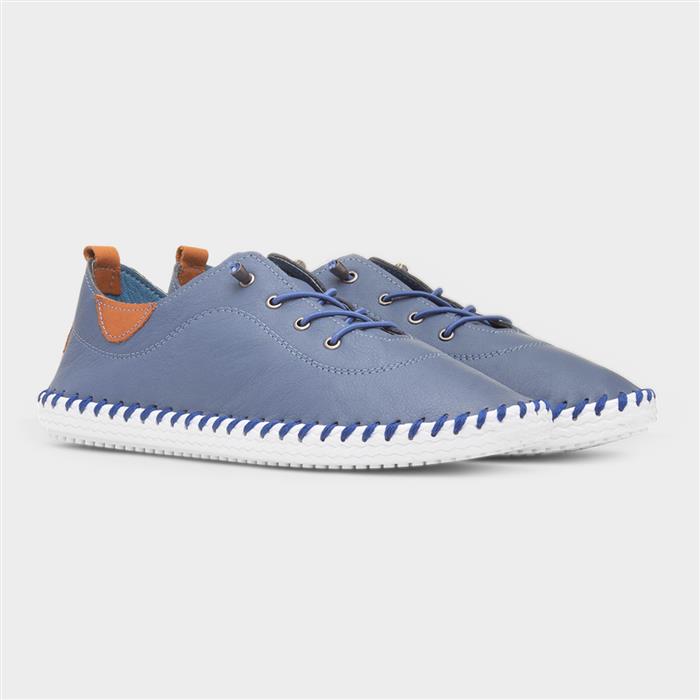 St Ives Womens Blue Leather Casual Shoe
