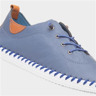 St Ives Womens Blue Leather Casual Shoe