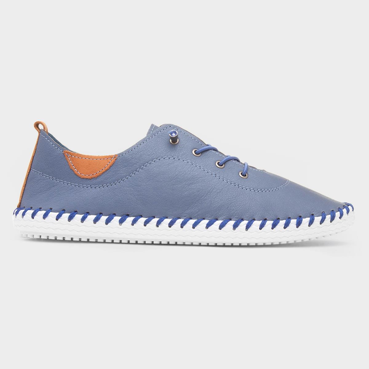 St Ives Womens Blue Leather Casual Shoe