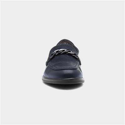 Womens Navy Chain Loafer