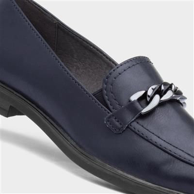 Womens Navy Chain Loafer