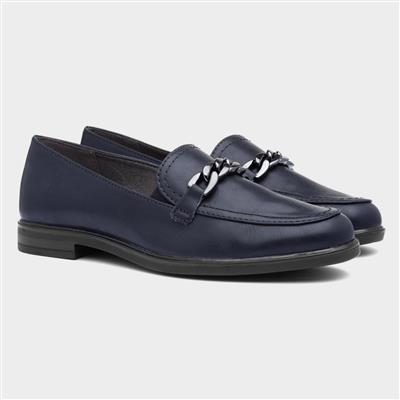 Womens Navy Chain Loafer