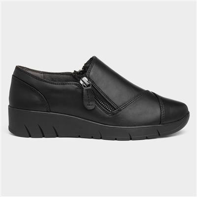 Womens Black Zip Up Shoe