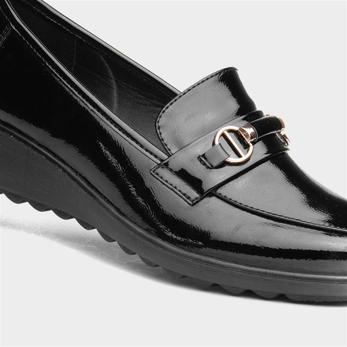 Jodie Womens Black Patent Wedge Shoe