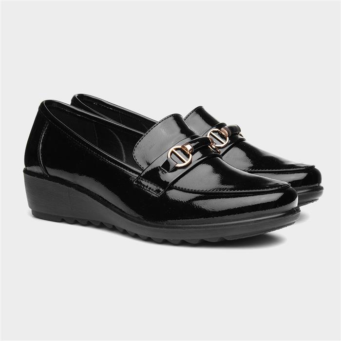 Jodie Womens Black Patent Wedge Shoe