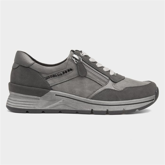 Isabella Womens Grey Lace Up Casual Shoe