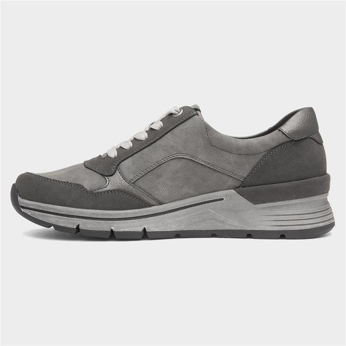 Isabella Womens Grey Lace Up Casual Shoe