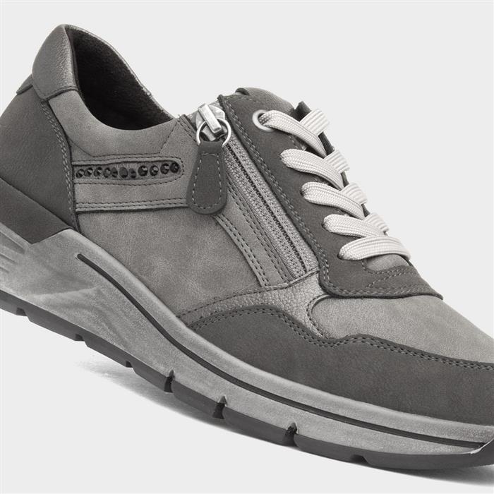 Isabella Womens Grey Lace Up Casual Shoe