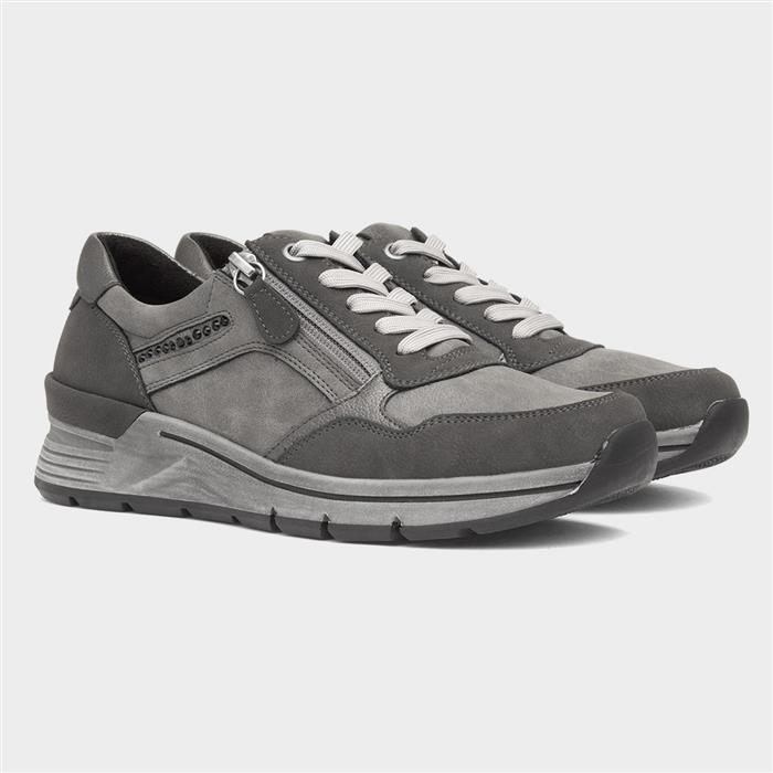 Isabella Womens Grey Lace Up Casual Shoe