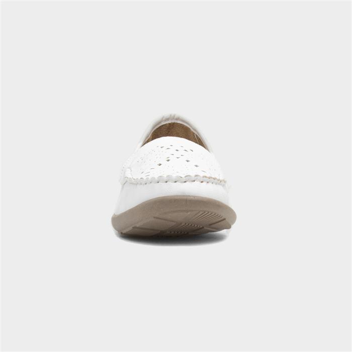 Womens White Casual Slip On Loafer Shoe