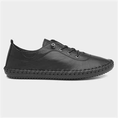 St. Ives Womens Black Leather Shoe