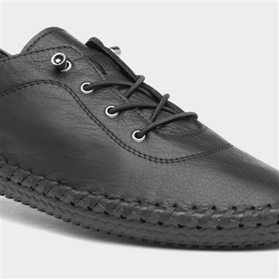 St. Ives Womens Black Leather Casual Shoes