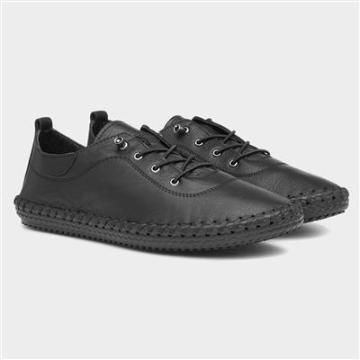 St. Ives Womens Black Leather Casual Shoes