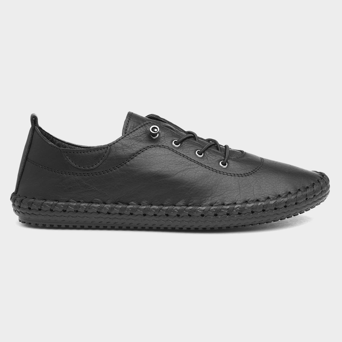 St. Ives Womens Black Leather Casual Shoes
