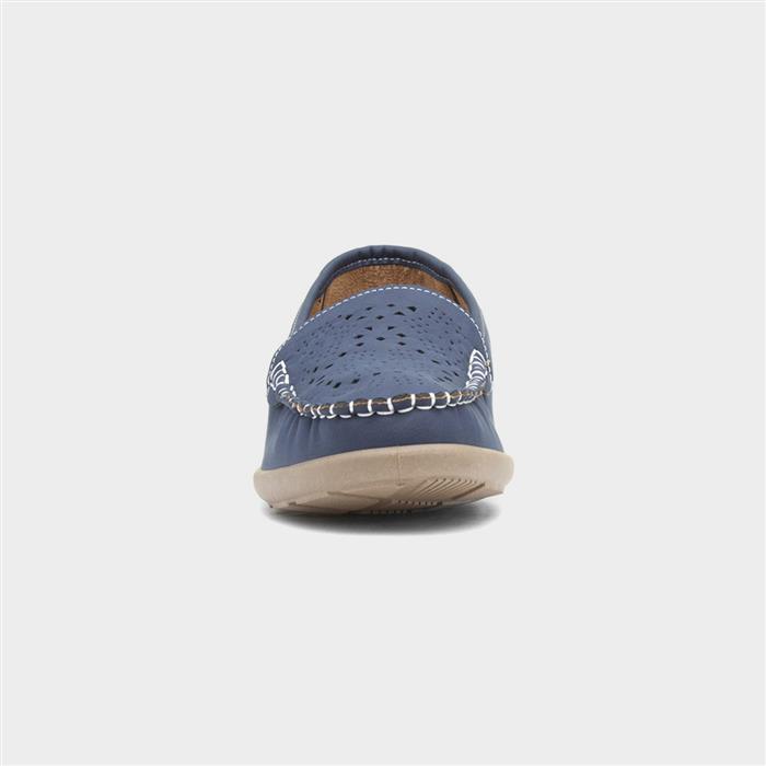 Womens Navy Casual Slip On Loafer Shoe