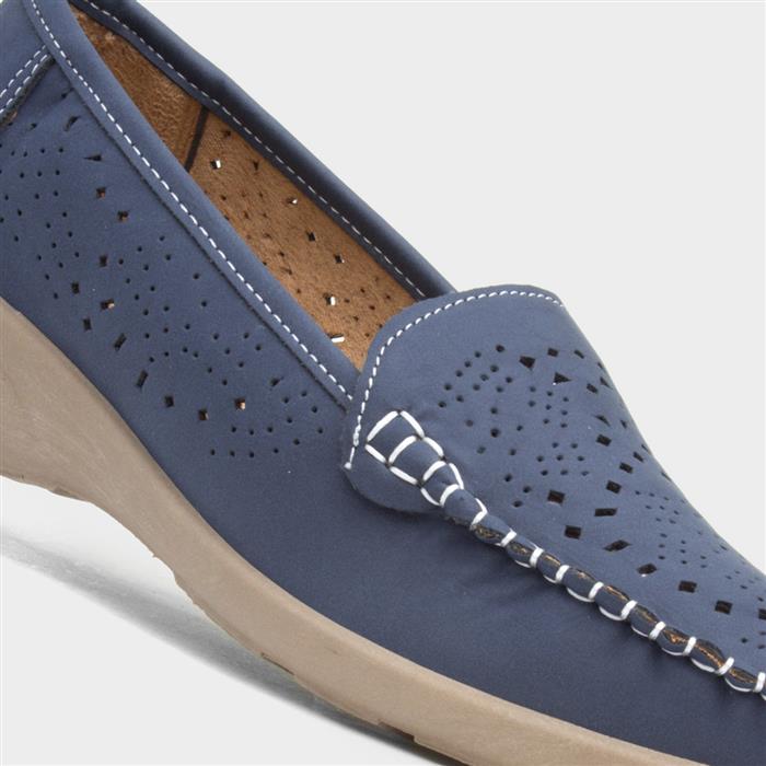 Womens Navy Casual Slip On Loafer Shoe