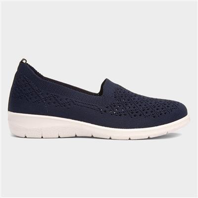 Leanne Womens Navy Knitted Shoe