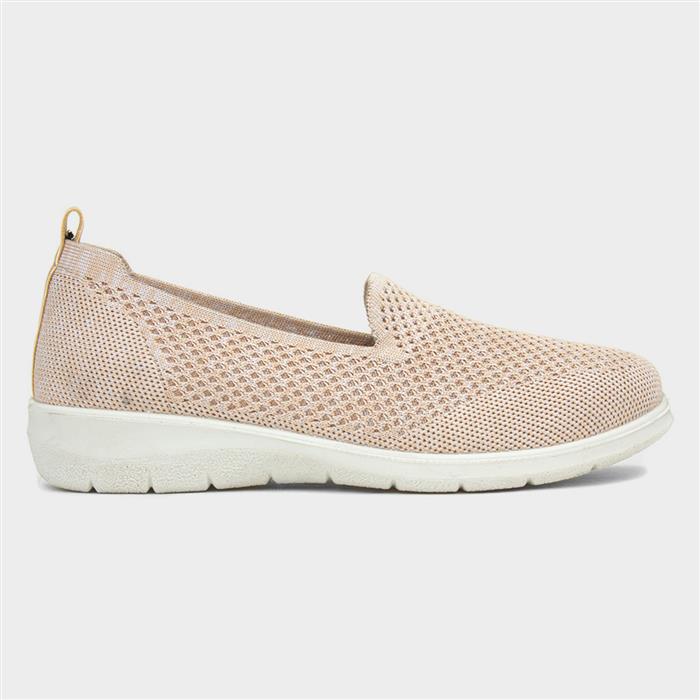 Leona Womens Beige Wedge Casual Shoe