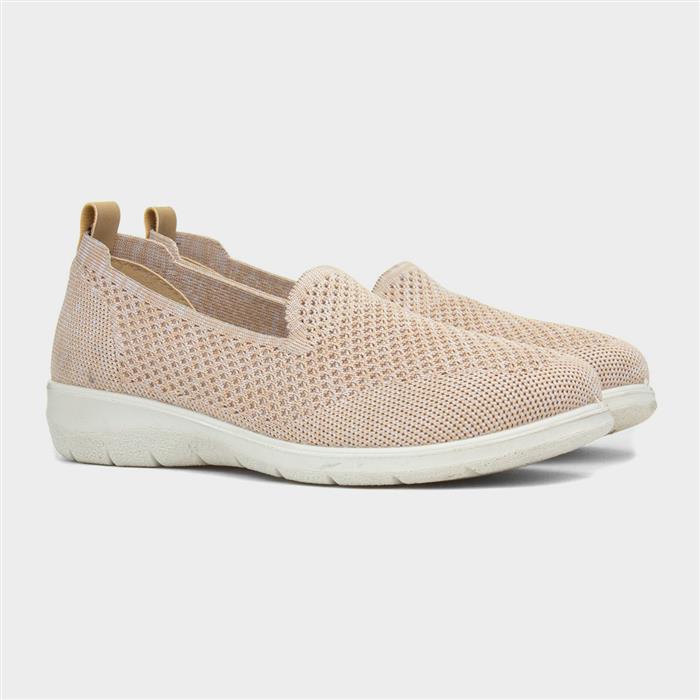 Leona Womens Beige Wedge Casual Shoe