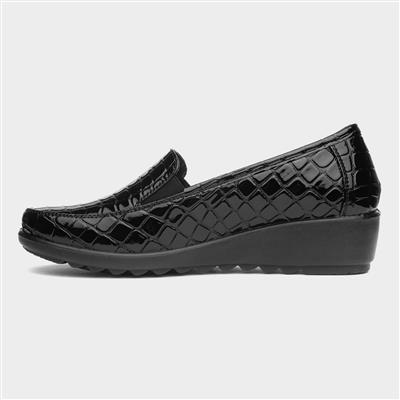 Seoul Womens Black Patent Wedge Shoe