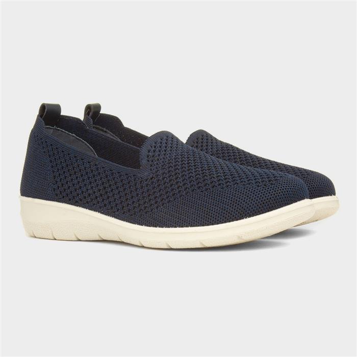 Leona Womens Navy Wedge Casual Shoe